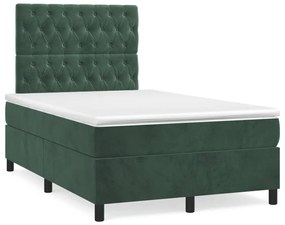 3270022 vidaXL Pat box spring cu saltea, verde închis, 120x190 cm, catifea