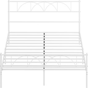 HOMCOM Cadru de pat 160x200 cm cu tăblie, suport lamele din oțel, depozitare sub pat | Aosom Romania