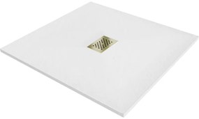 Mexen Hugo cabina de ducha cuadrada SMC 100 x 100 cm, blanca, tapa dorada - 42101010-G