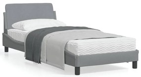 Cadru de pat cu tablie, gri deschis, 90x200 cm, textil