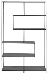 Bibliotecă neagră cu aspect de lemn de frasin 114x185 cm Seaford – Actona