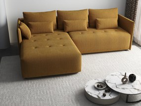 Colțar extensibil dumonde cu ladă de depozitare si sezut confortabil din spuma high-density, Malta Zoom Mustar II 235x185 cm