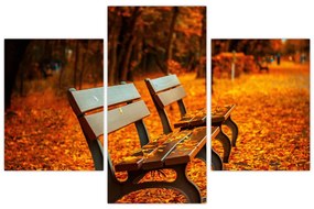Tablou cu banca toamna (90x60 cm)