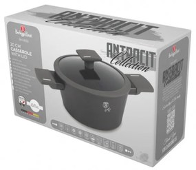 Oală cu capac 20 cm, 2.5L – Berlinger Haus BH8130, Anthracite Collection, elegantă, rezistentă, potrivită pentru toate plitele