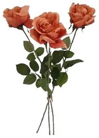 Floare artificială Trandafir portocaliu, 74 cm, 3buc