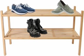 Raft din bambus, 2 polițe, dulap de pantofi, 68 x 29 x 40 cm