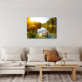 Tablou pe sticlă - Lac la munte (70x50 cm)