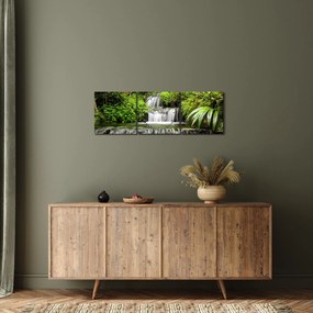 Tablou - Cascadă în pădurea tropicală (cu ceas) (90x30 cm)