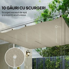 Outsunny Prelată pentru Pergolă cu 10 Orificii de Drenaj, Material Poliester UV30+, Doar Acoperire, 288x298 cm, pentru Pergolă Grădină 3x3m, Bej | Aosom Romania