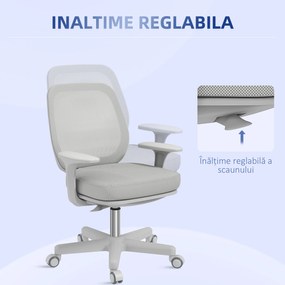 Vinsetto Scaun de Birou Rabatabil cu Inaltime Reglabila, Scaun Ergonomic si Tesatura Respirabila cu 5 Roti 55x48x82.5-94.5 cm, Gri