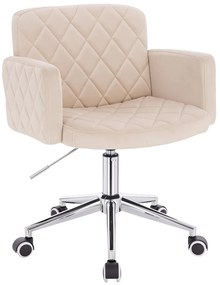 HR802K Scaun Crem din Catifea cu Bază Cromata