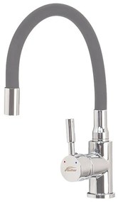 Robinet mixer pentru chiuvetă cu piedestal Corin cu gura de scurgere flexibilă gri