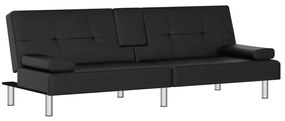 351926 vidaXL Canapea extensibilă cu suporturi pahare, negru, piele ecologică