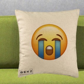 Perna Decorativa Emoji Plange, 40x40 cm, Bej, Husa Detasabila, Perna Inclusa, BEKZ®