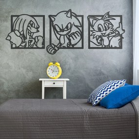 DUBLEZ | Tablou 3 piese pentru copii - Ariciul Sonic