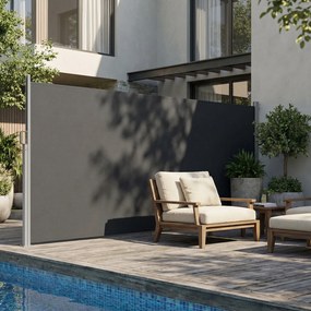 Outsunny Paravan Lateral Retractabil Impermeabil și UV50+, din Aluminiu, Oțel și Poliester, 420x185 cm, Gri Închis | Aosom Romania