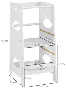 HOMCOM Turn de Învățare pentru Copii cu Înălțime Reglabilă pe 3 Nivele, 40x50x90 cm, Gri | Aosom Romania