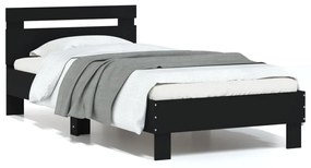 838569 vidaXL Cadru de pat cu tăblie, negru, 75x190 cm, lemn prelucrat