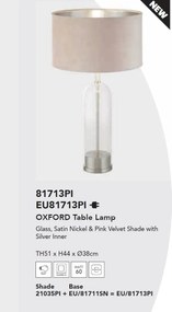 Veioza/Lampa de masa design decorativ Oxford nickel/roz