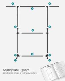 Suport pentru haine în două trepte JASON, 101-165x49x113-180cm, negru SongmicsHome