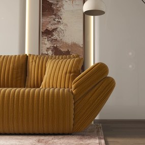 Canapea extensibilă dumonde cu ladă de depozitare si sezut confortabil din spuma high-density, Berlin Ambience Mustar 300x100 cm