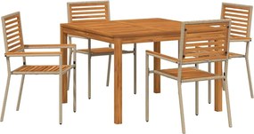 vidaXL Set de masă pentru grădină 5 pcs Bej Lemn Solid de Acacia