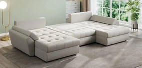 Colțar extensibil dumonde cu ladă de depozitare si sezut confortabil din spuma high-density, Loana U Enjoy Bej 355x185 cm