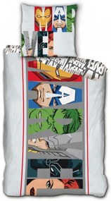 Avengers Set de lenjerie de pat Avengers Marvel Heroic Squad 140×200cm, 63×63 cm microfibră