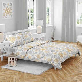 Lenjerie de pat din bumbac de Crăciun Flori aurii, 140 x 200 cm, 70 x 90 cm