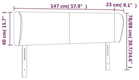 Tablie de pat cu aripioare gri inchis 147x23x78 88 cm catifea 1, Morke gra, 147 x 23 x 78 88 cm