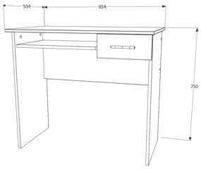 Birou haaus Carp, 1 Sertar, Wenge, 85 x 50 x 75 cm