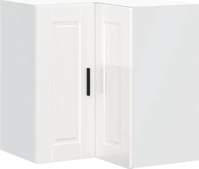 vidaXL Dulap de colț de bucătărie „Porto” lemn prelucrat alb lucios