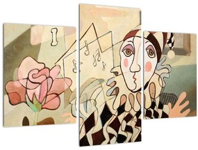 Tablou - Cubismul - arlechin și trandafir (90x60 cm)