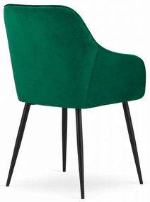 Set de sufragerie 1+4, masa alba decor stejar Sonoma MADO 120x80cm si scaun de sufragerie din catifea verde NUGAT