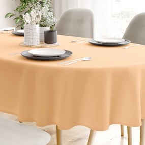 Goldea față de masă decorativă  loneta - pudru orangiu - ovală 140 x 220 cm