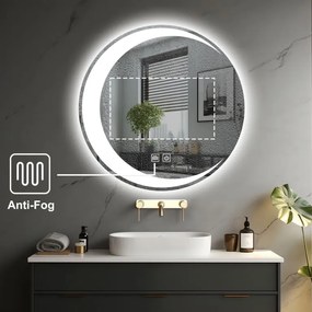 IREDA Oglindă de baie cu iluminare LED, 70 cm