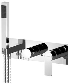 Baterie argintiu-lucios pentru duș încastrată (2 ieșiri) Pax – Sapho