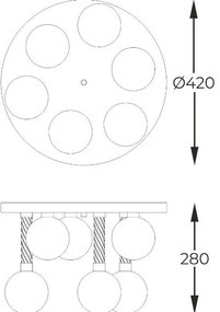 Lustra aplicata cu 6 surse de lumina design modern Mida