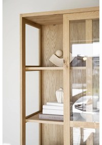 Vitrină natural cu aspect de lemn de stejar cu ușă glisantă 100x203 cm Hazelton – Rowico