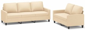 3153723 vidaXL Set de canapele cu perne, 2 piese, crem, textil