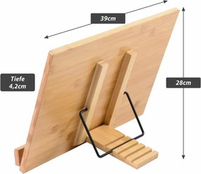 Suport pentru cărți, bambus, 39 x 28 x 4,2 cm