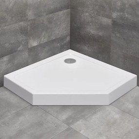 Cadita dus pentagonala Radaway Doros PT Compact 100x100 cm acril alb