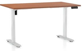 Masa inaltime reglabila OfficeTech B, 140 x 80 cm, bază albă, cireașă