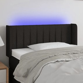 3123458 vidaXL Tăblie de pat cu LED, negru, 93x16x78/88 cm, textil