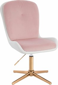 HR690CROSS Scaun Velvet&amp;soft Piele Pu Roz Pudră/Alb Bază Aurie
