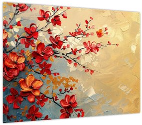 Tablou pe sticlă - Copac înflorit (70x50 cm)