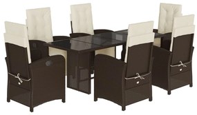 3212490 vidaXL Set mobilier de grădină cu perne, 7 piese, maro, poliratan