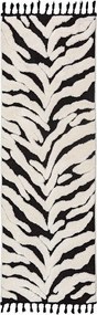 Covor tip traversă alb-negru 80x300 cm Esra Zebra – Flair Rugs