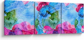 Tablou - Valuri colorate (cu ceas) (90x30 cm)