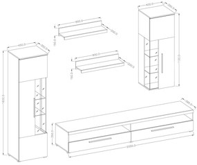 Mobilier living Indiko Typ 10 (alb + alb lucios) (cu iluminat). 1108200